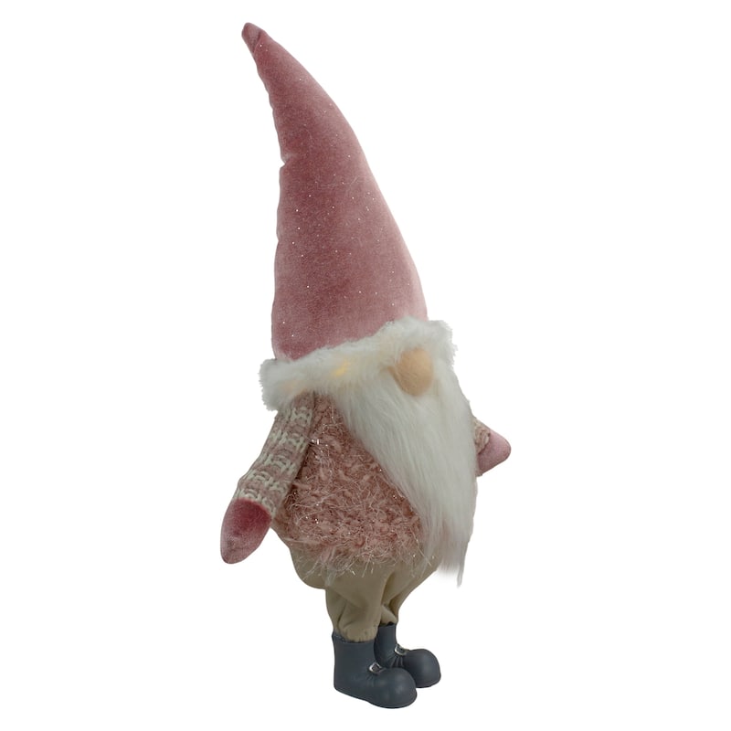 LED Lighted Boy Gnome Christmas Figure - 16" - Mauve Pink