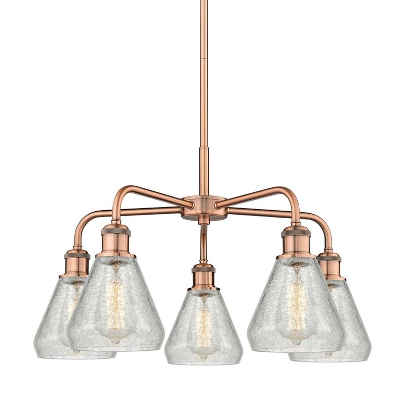 Innovations Lighting 516-5CR-15-24 Conesus Chandelier Conesus 5 Light - Antique Copper / Clear Crackle