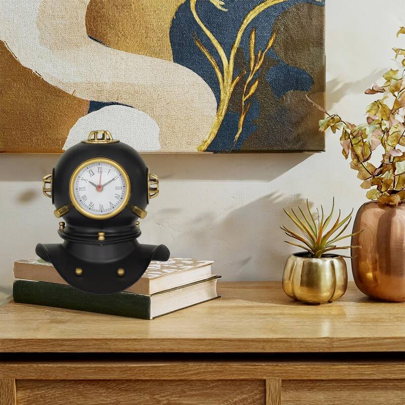 US Navy Mark V 8-inch Diving Helmet Coastal Decor Table Clock