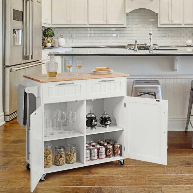 Heavy Duty Rolling Kitchen Cart - 37" x 18" x 37" (L x W x H)