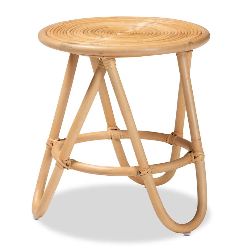 Rinjani Modern Bohemian Natural Brown Rattan End Table - Natural Brown