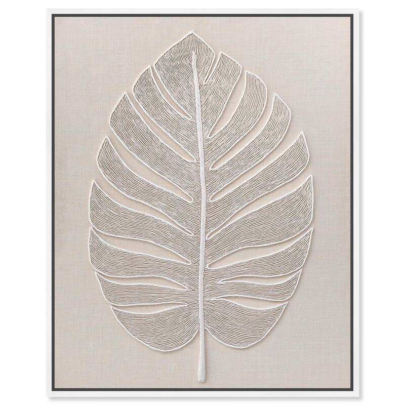 Linen Leaf I Canvas by Art Remedy - White - 20" x 24"