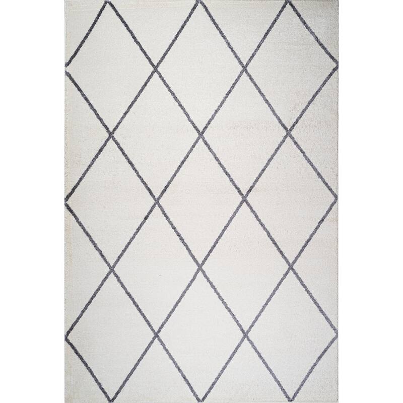 JONATHAN Y Viscon Minimalist Diamond Trellis Area Rug - 3 X 5 - White/Gray