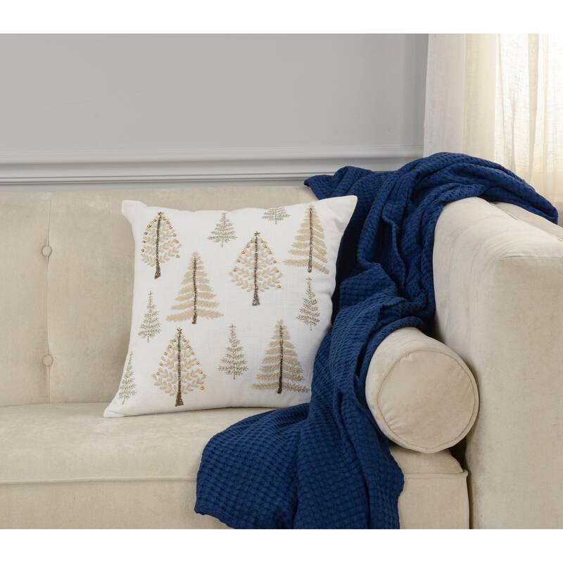 Rizzy Home Holiday Tree Embroidered Throw Pillow