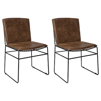 Abbott Antique Brown Metal Dining Side Chair (Set of 2)