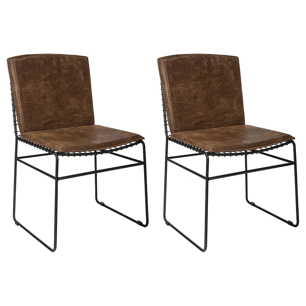 Abbott Antique Brown Metal Dining Side Chair (Set of 2)