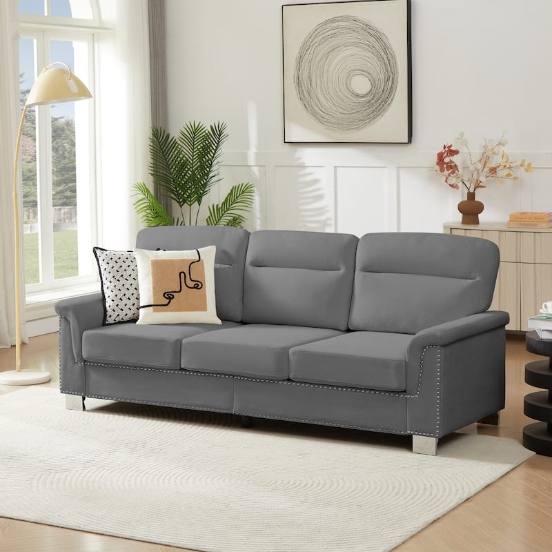 Modular Sectional Sofa, 102 Inch L Shaped Couch Set for Living Room, 3-Seater Comfy Cloud Couches with Ottoman, DIY Combination