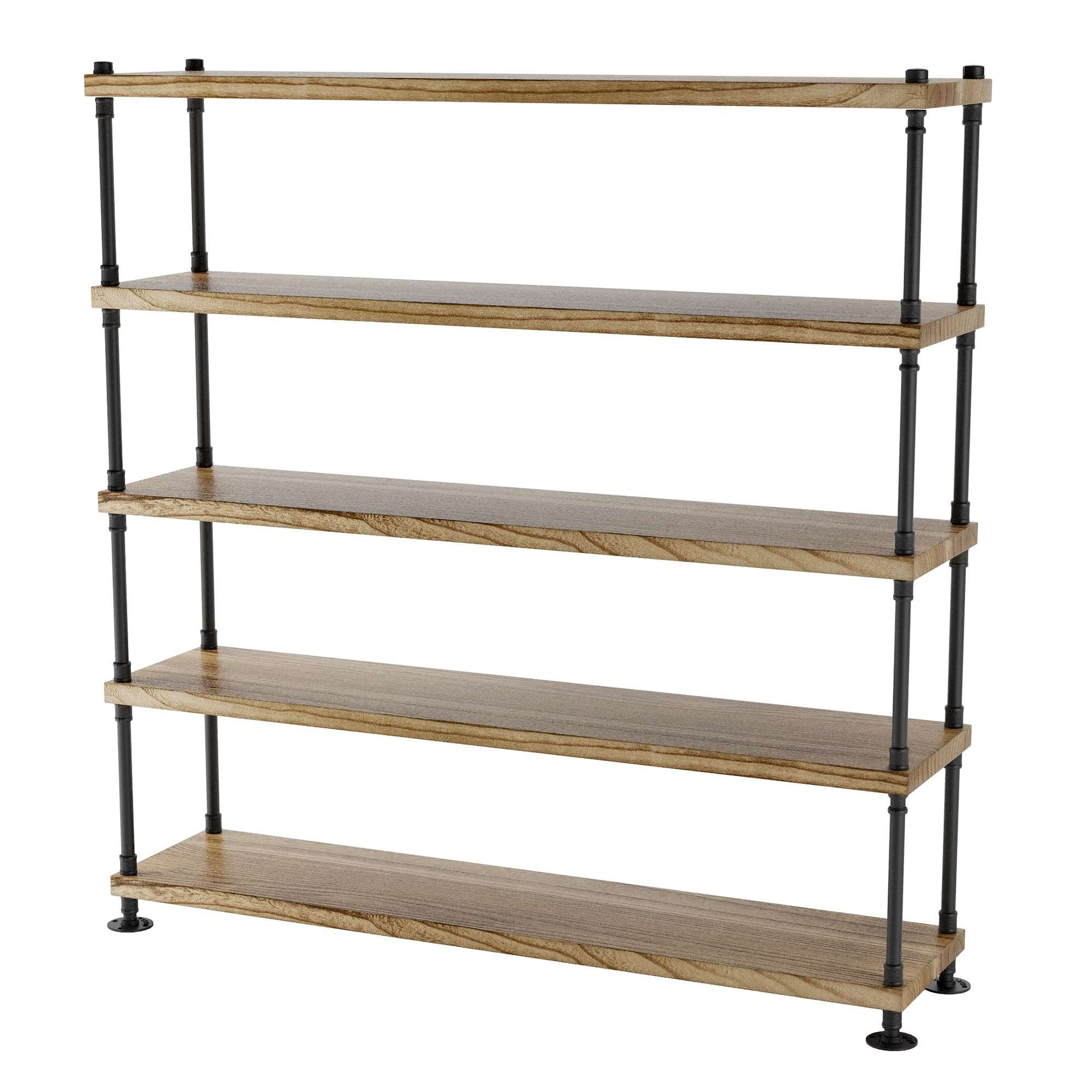 60" Hanging Bookshelf for Living Room Decor, Multi Tier Pipe Shelf Bracket, Real 1.5" Thick & 14" Deep Wood Boards, Farmhouse