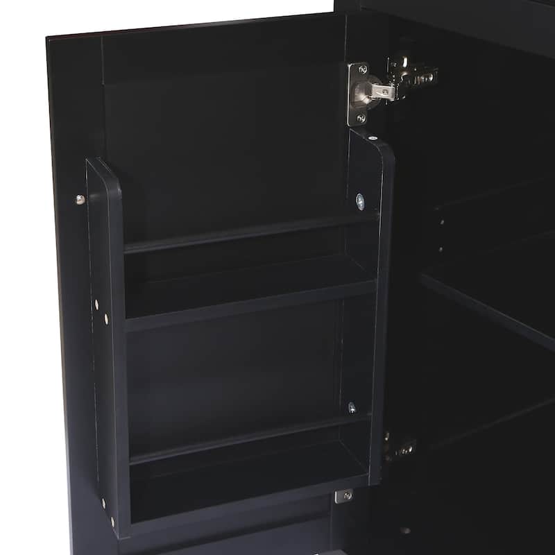 Kitchen Cart with Rubber wood Drop-Leaf Countertop ,Cabinet door internal storage racks,Kitchen Island on 5 Wheels