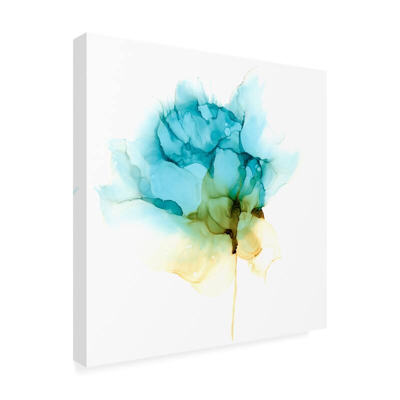 Jennifer Goldberger 'Blooming Cyan I' Canvas Art