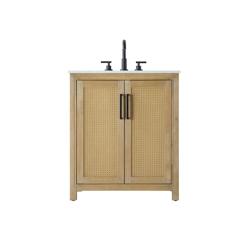 Elegant Lighting VF29530 Alina 30" Free Standing Single Basin Vanity - Linen Oak - Oak Finish