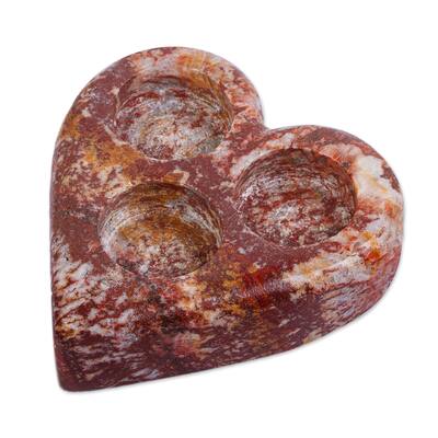 NOVICA Handmade Love By Candlelight Marble Tealight Holder