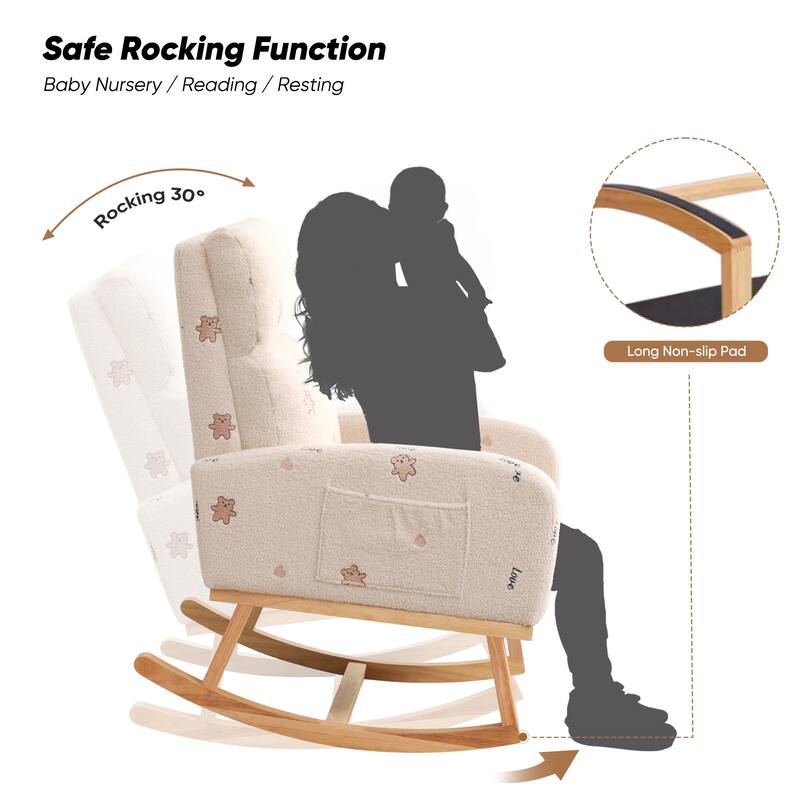 HOMYKA 28" Wide Rocking Chair for Nursery with Solid Wood Leg