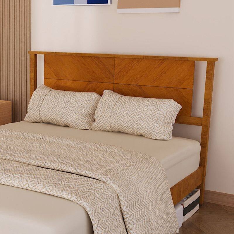 Twin Size Deluxe Bed Frame with Headboard with Solid Wood, No Box Spring Needed, Easy Assembly, White