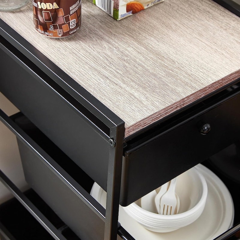Suprima® Storage Carts - 4 Drawer Woodtop Shelf by DormCo