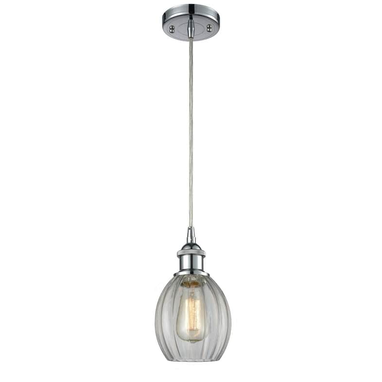 Innovations Lighting Eaton 6" Wide Mini Pendant - Cord Suspension - Polished Chrome / Clear Fluted