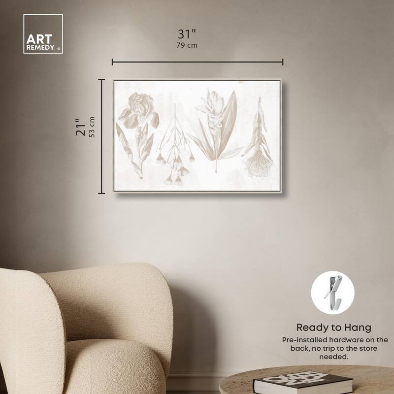 White Pressed Flora Canvas by Art Remedy