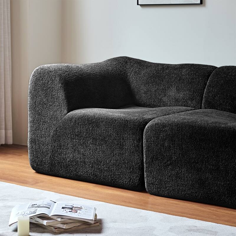Minimalist Accent Sofa Loveseat Couch with 2 Throw Pillows, 2-Seater Couch for Living Room Apartments