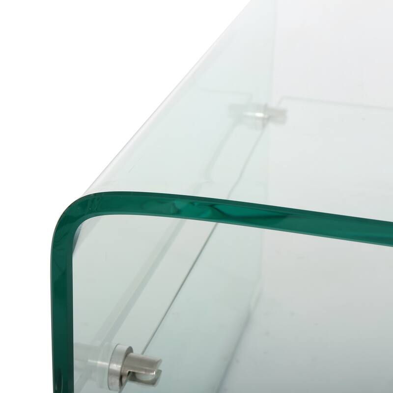 39.5" Modern Storage Coffee Table with Shelf of 8mm Tempered Glass for Living Room