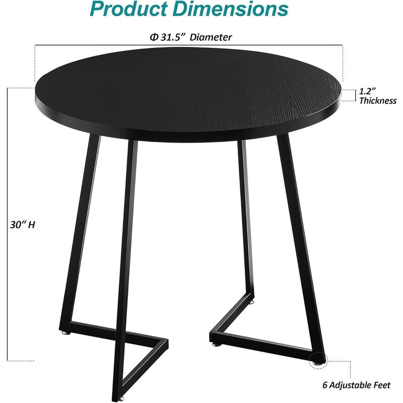 VECELO Round Dining Table, Metal Frame Dining Chairs, Modern Dining Table and Chairs Set for 2-4 People, 3 Options