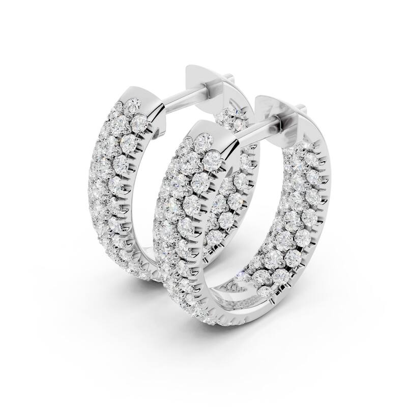Vault Classic 2.00ct TW Natural Diamond 3-Row Hoop Earrings (I VS2)