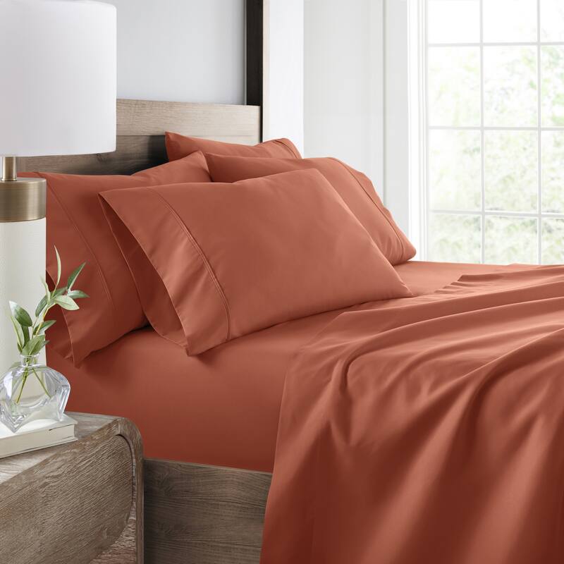 Becky Cameron Double Brushed Deep Pocket 6 Piece Sheet Set - King - Clay