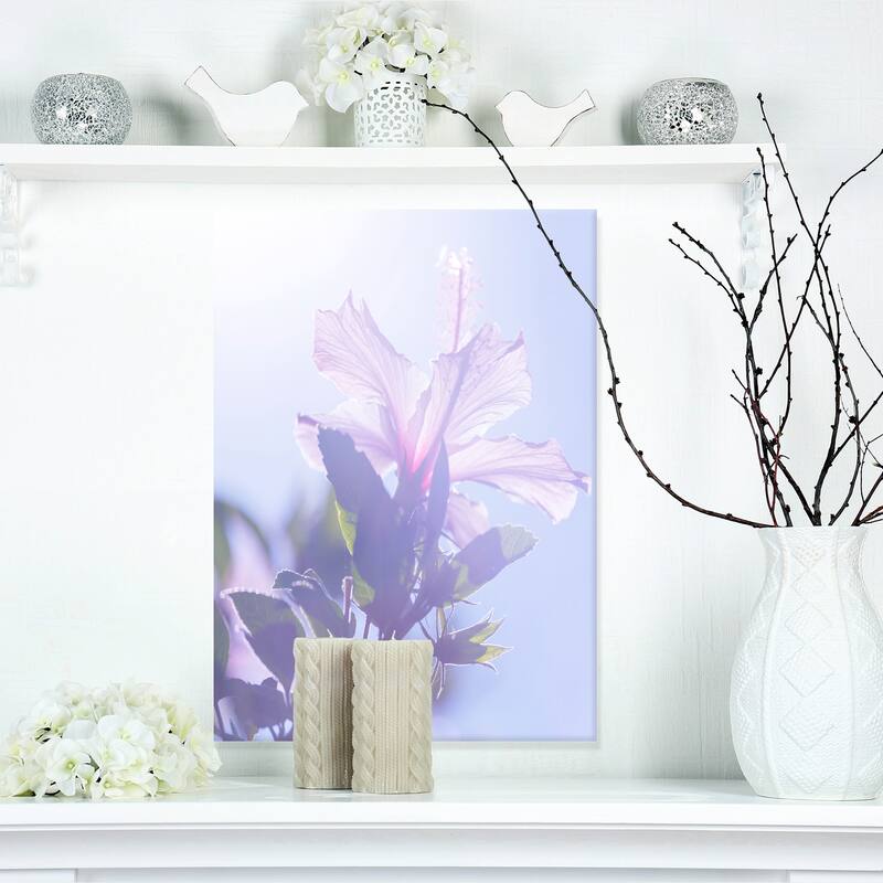 Designart "Pink Hibiscus Flower in Hawaii" Large Flower Canvas Art Print - 12 in. wide x 20 in. high