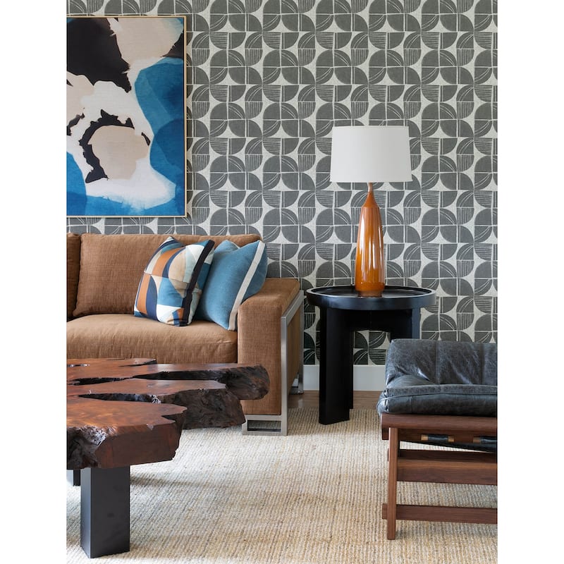 A-Street Prints Baxter Charcoal Semicircle Mosaic Wallpaper