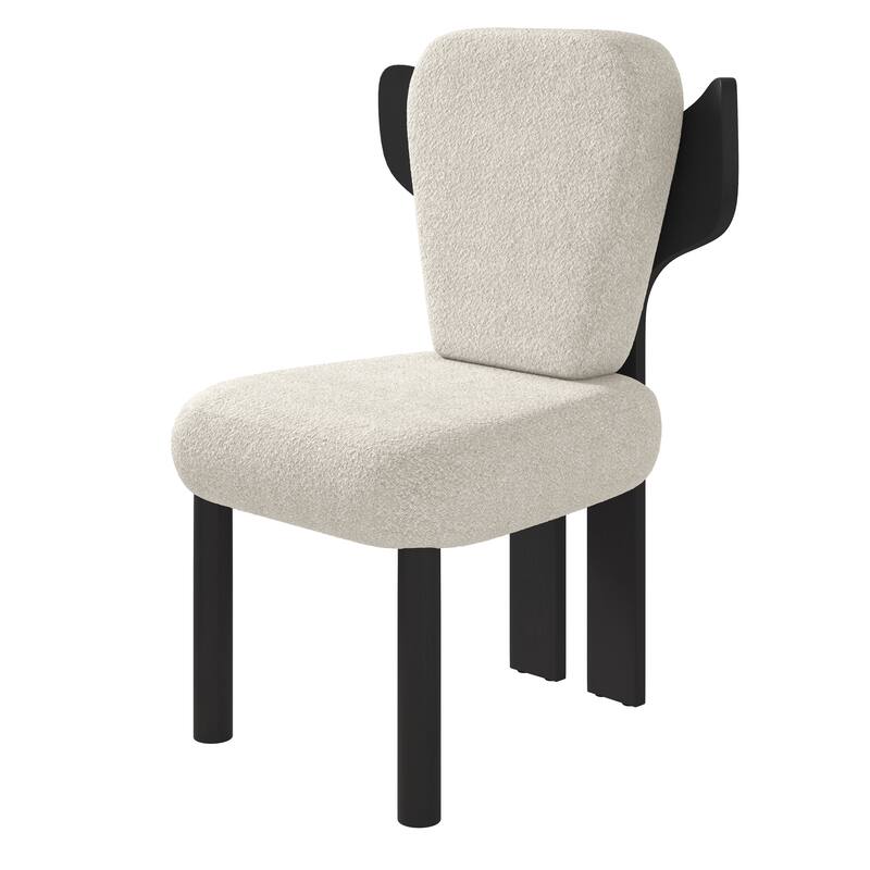 Corvus Delhi Teddy Fabric Upholstery Dining Chairs with Wood Legs (Set of 2)