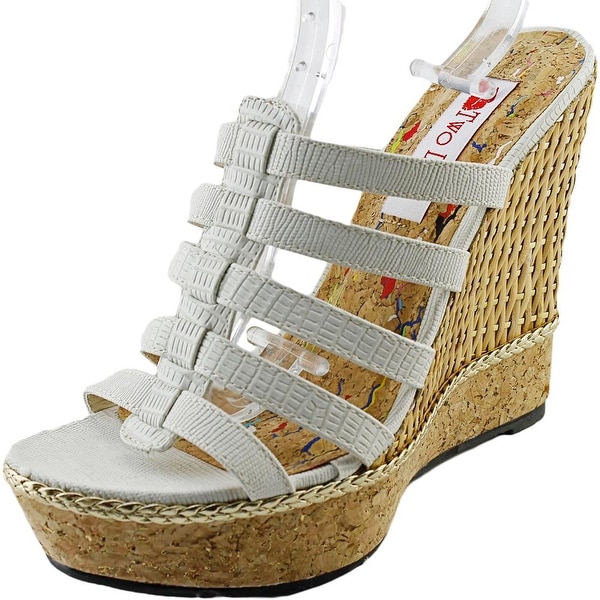 Two Lips Ambrosia Women Open Toe Synthetic White Wedge Sandal
