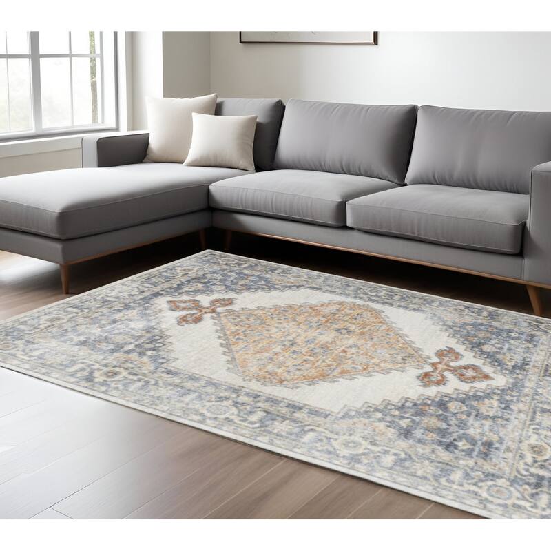 HomeRoots Floral Medallion Transitional Rectangle Area Rug - 144.00 in. x 108.00 in.  x 0.25 in.