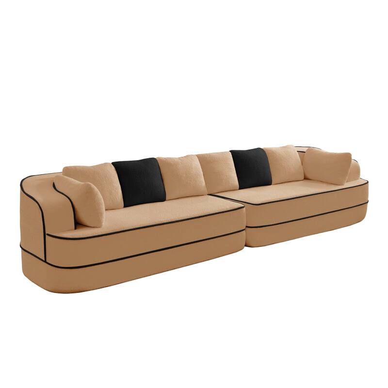 GDF Studio - Aubrey 135" Oversized Teddy Upholstered 4-Seat Boneless Sofa with Symmetrical Aesthetics (No Assembly Required)