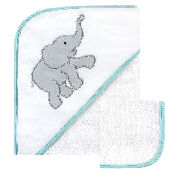 slide 1 of 1, Luvable Friends Baby Unisex Cotton Hooded Towel and Washcloth, Gray Elephant, One Size - Gray Elephant - One Size One Size - Gray Elephant