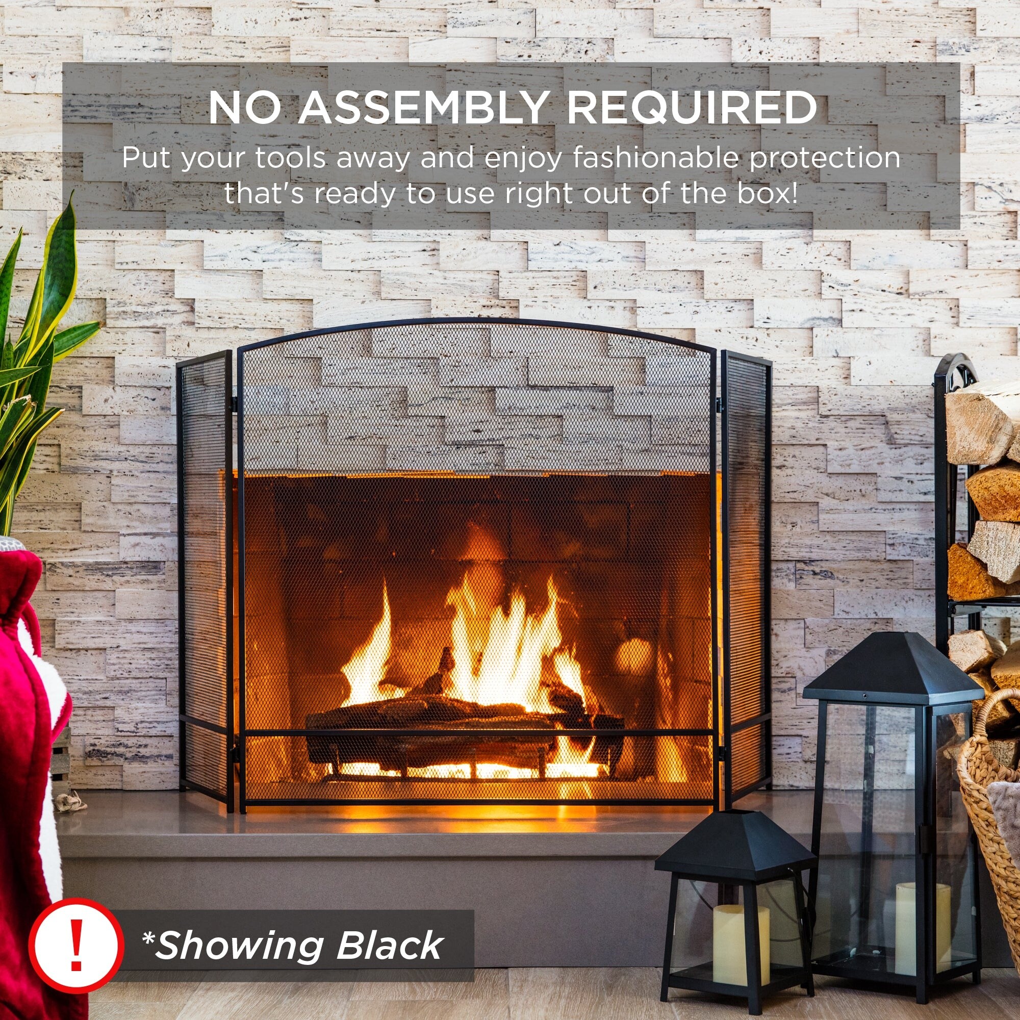 Costway Single Panel Fireplace Screen Free Standing Spark Guard