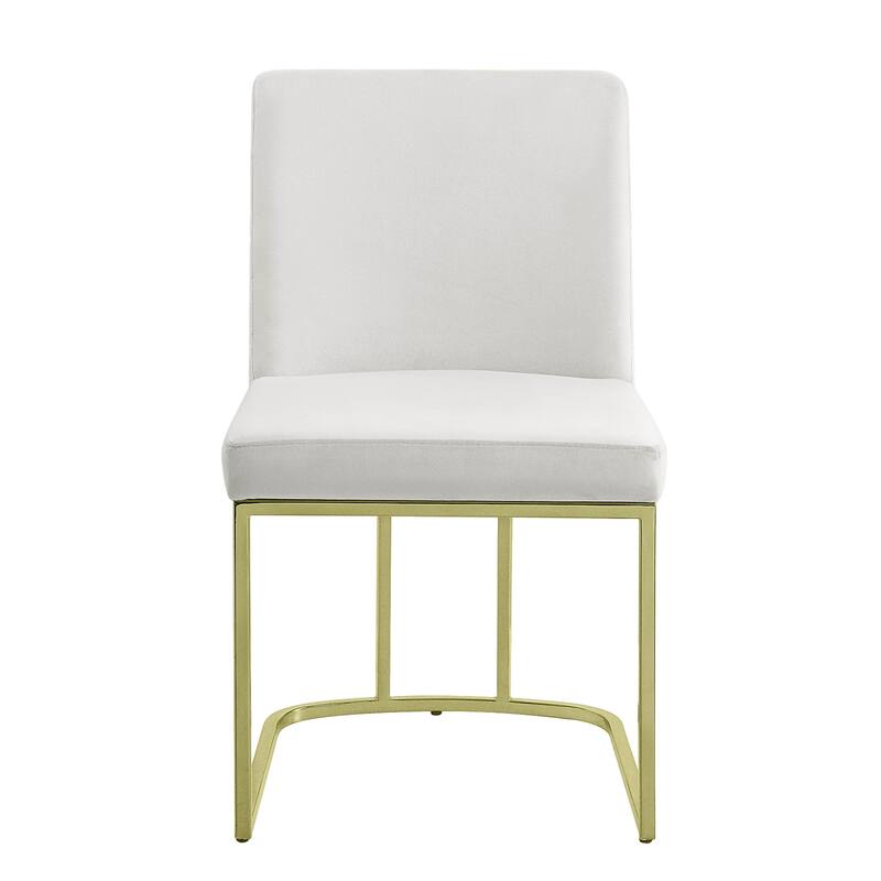 Zazie White Velvet & Gold Finish Side Chair (Set of 2)