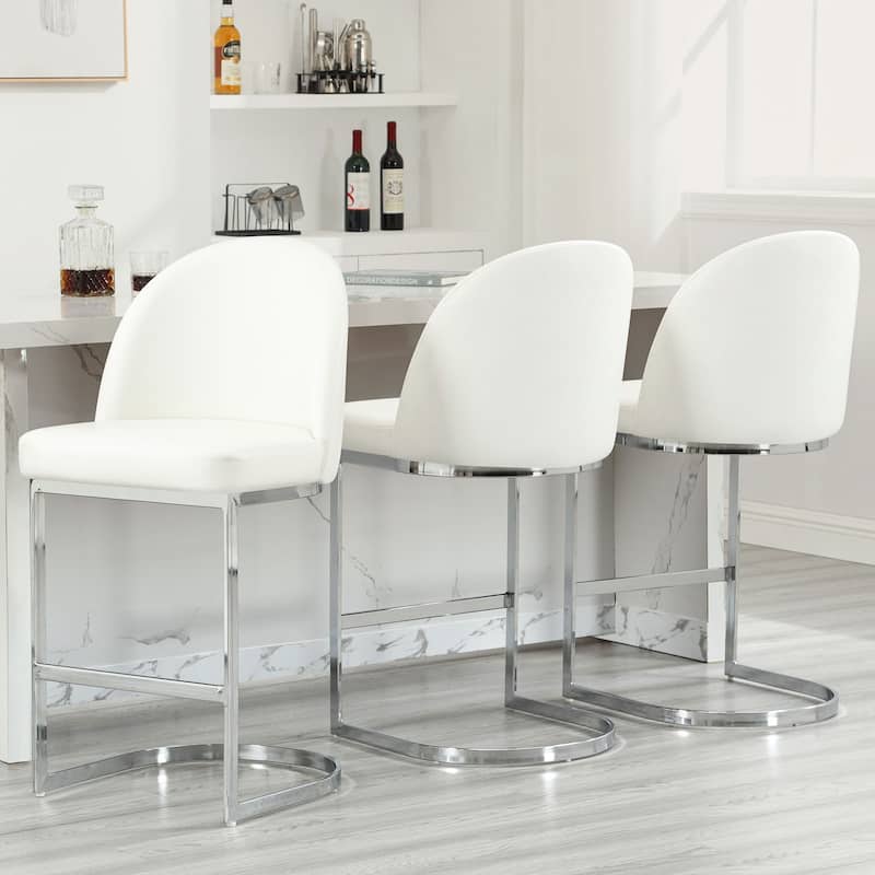 26" Upholstered Counter Stool/ Bar Stools with Metal Legs - 38.8"H x 17.9"W x 20.9"D