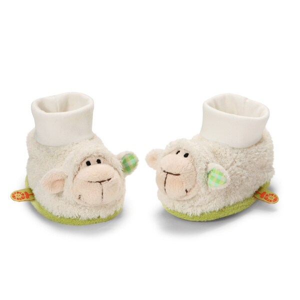 Rattling Plush Baby Booties with Lamb