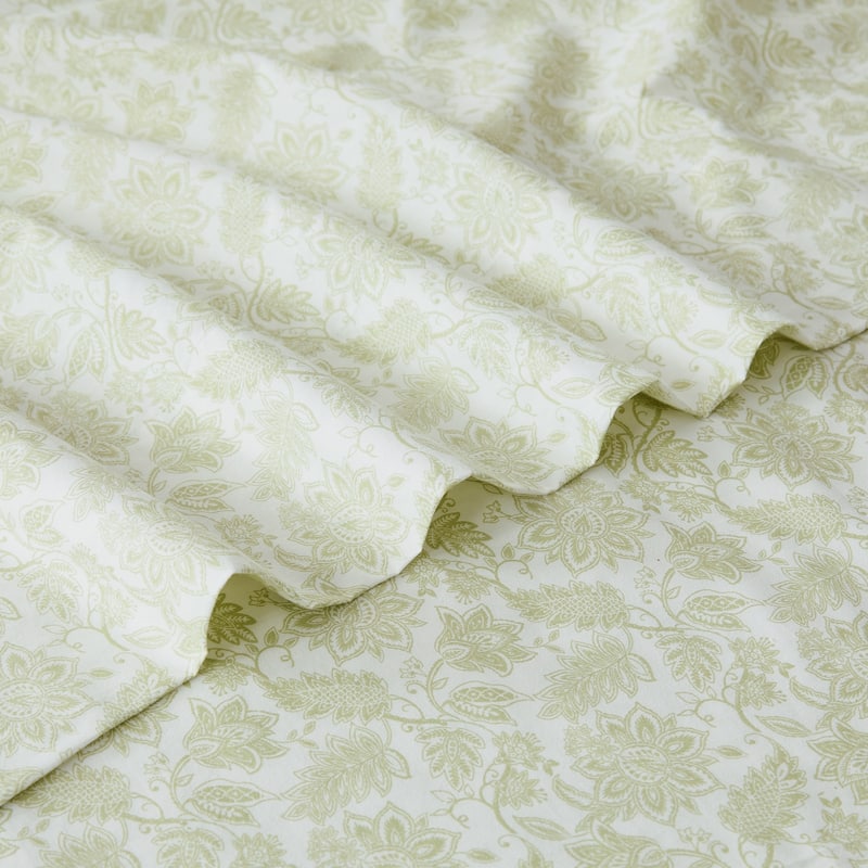 Lush Decor Floral Jacobean Sage Cotton Sheet Set