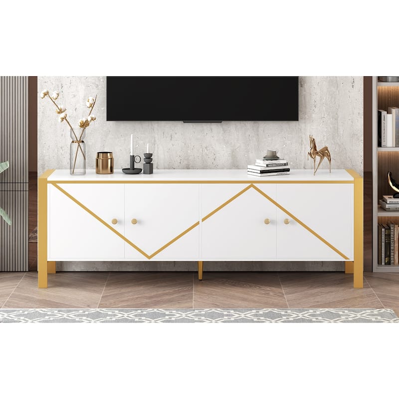 TV Stand Entertainment Center Media Console Cabinet - White