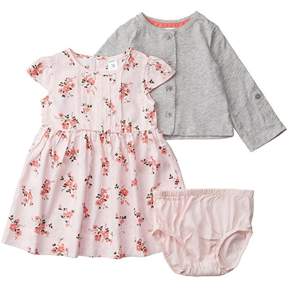 Shop Carter S Baby Girls 3 Piece Sateen Dress Cardigan Set