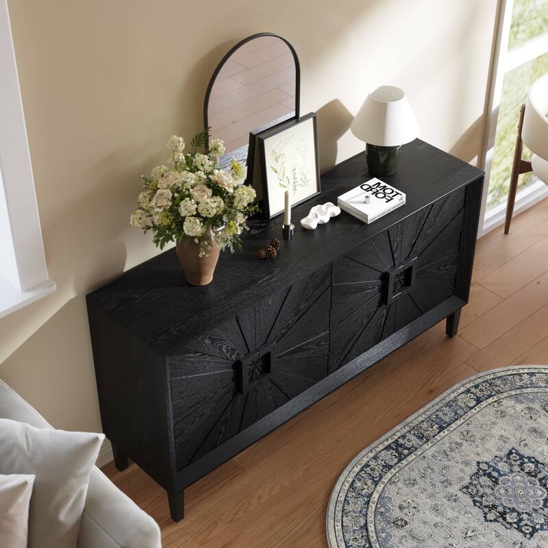 60" Storage Buffet Cabinet Sideboard with Adjustable Shelves
