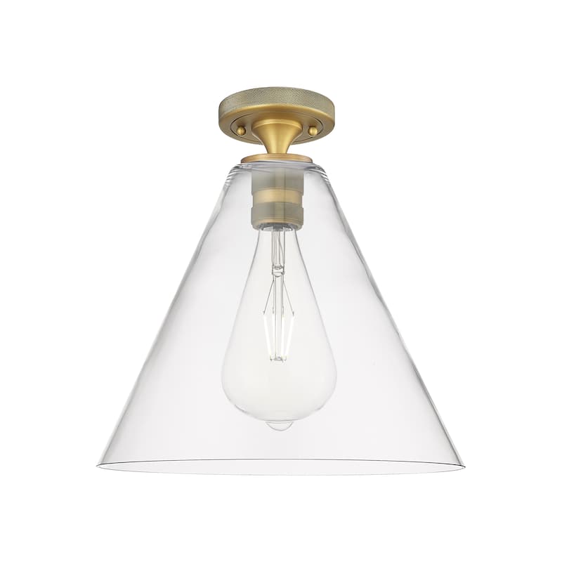 Innovations Lighting Downtown Urban - Crown Point - 1 Light 12" Berkshire Flush Mount - Clear/Brushed Brass