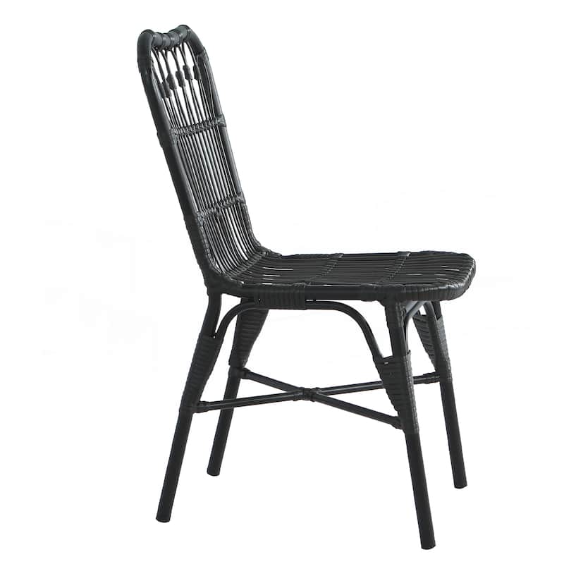 Outdoor PE Wicker Patio Dining Chairs Set of 2
