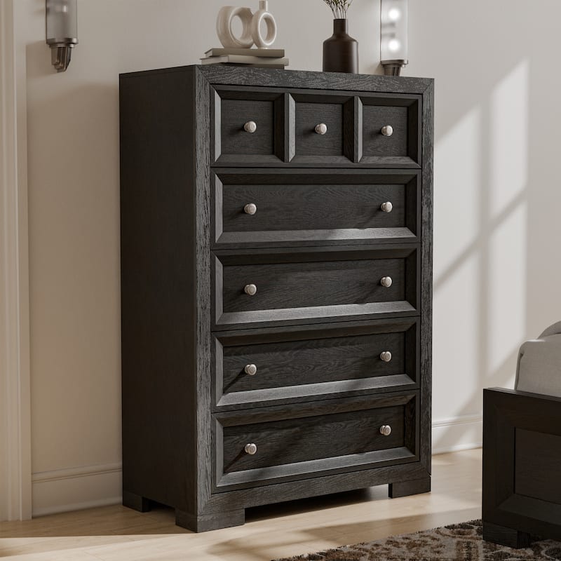 Furniture of America Durem Modern Classic Wood 5-Drawer Chest - Weathered Black