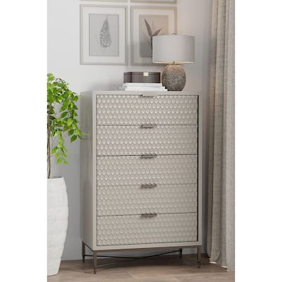 Origins by Alpine Milo 5 Drawer Chest in Taupe