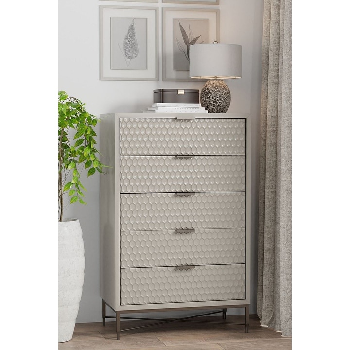 Origins by Alpine Milo 5 Drawer Chest in Taupe