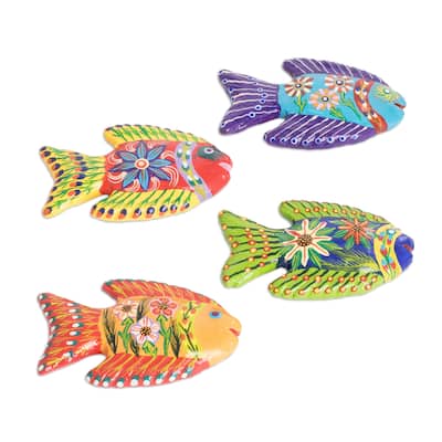 Novica Handmade Marine Festival Ceramic Magnets (Set Of 4)
