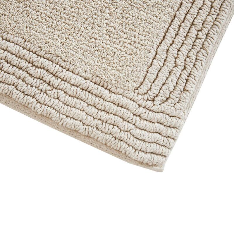 100% Cotton Tufted 3000 GSM Reversible Bath Rug Natural 21x34"