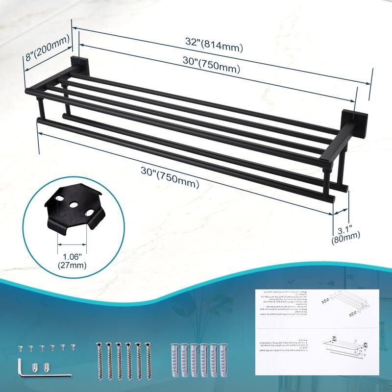 WOWOW Two Towel Holders Wall mounted Towel Rack
