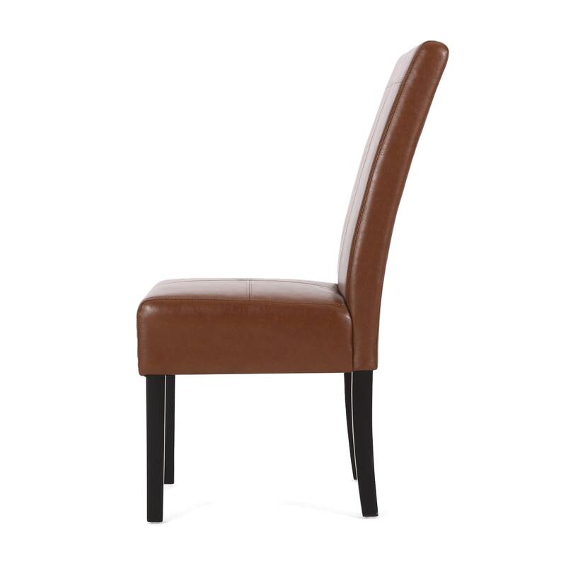 Modern Set of 2 Dining Chairs with Leather Stitched Backrest, Padded Seat, Solid Wood Legs for Dining Room Living Room Café
